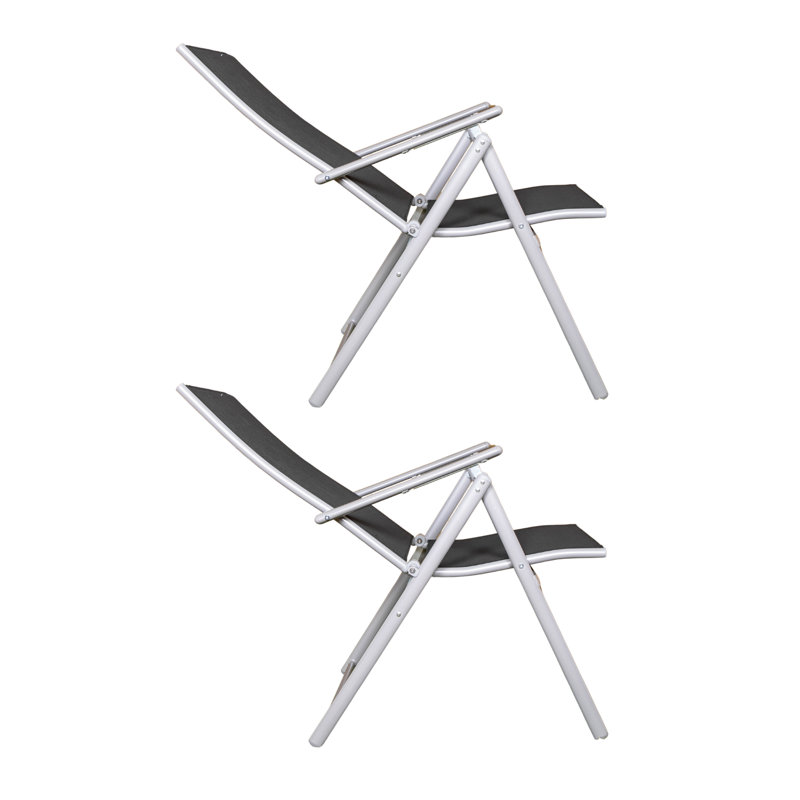 Folding Patio Dining Armchair, Black/Silver