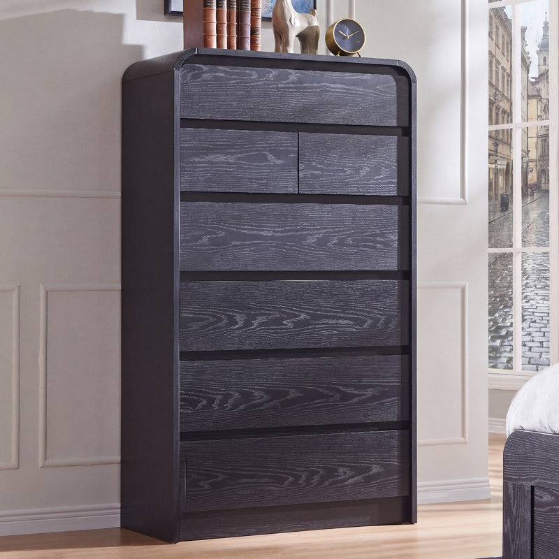 Commode 7 tiroirs Maud, Noir, L 31,5 po x L 15,55 po x H 55,5 po