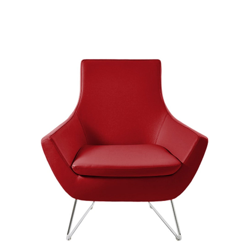 Fauteuil de 31 po de large en laine Shipley, Simili cuir rouge