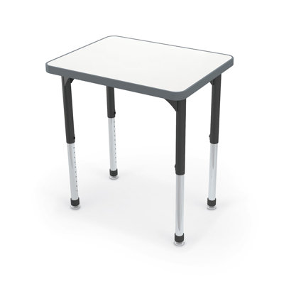Hierarchy Rectangle Desk Porcelain  Steel Dry Erase Top Platinum Legs