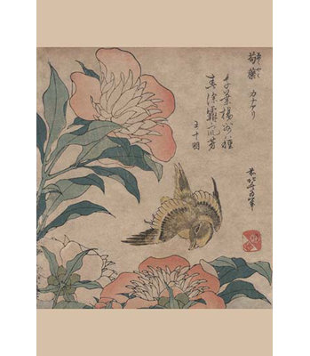 «Peony and Canary» par Katsushika Hokusai, reproduction d'art