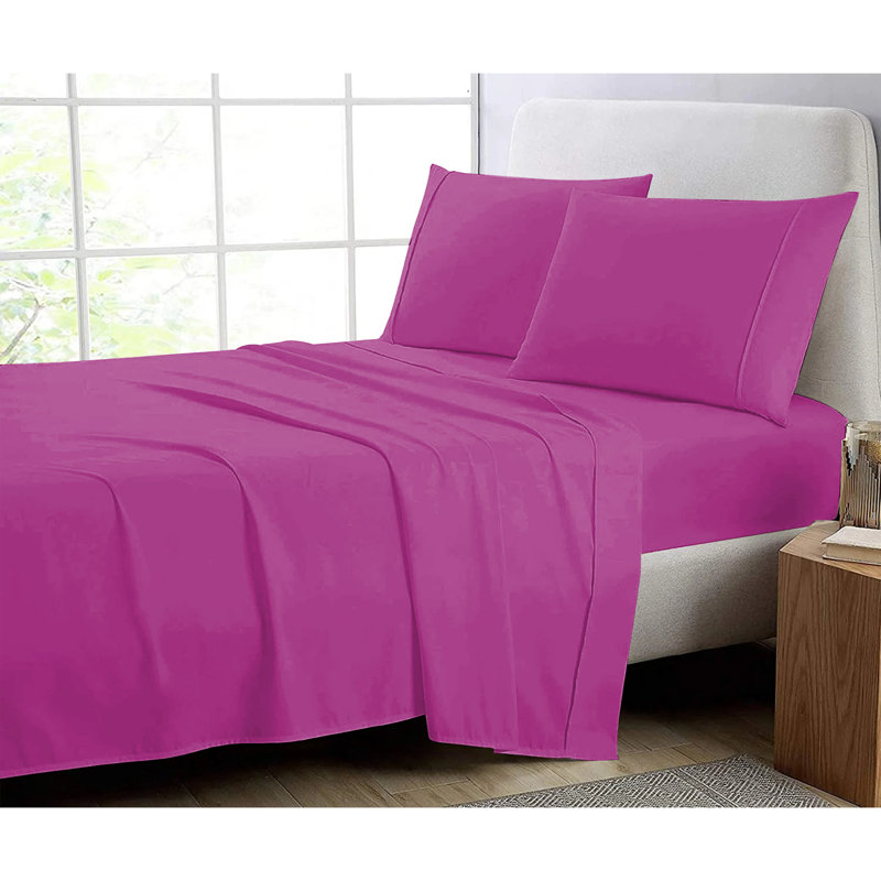 Super Soft 200 Thread Count Microfiber Brushed Fitted Bed Sheet, Double (4'6), Lilac/Purple