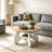 31.5" Circle Coffee Table for Living Room, 2-Tier Wood Accent Center Table with Open Storage-419197710
