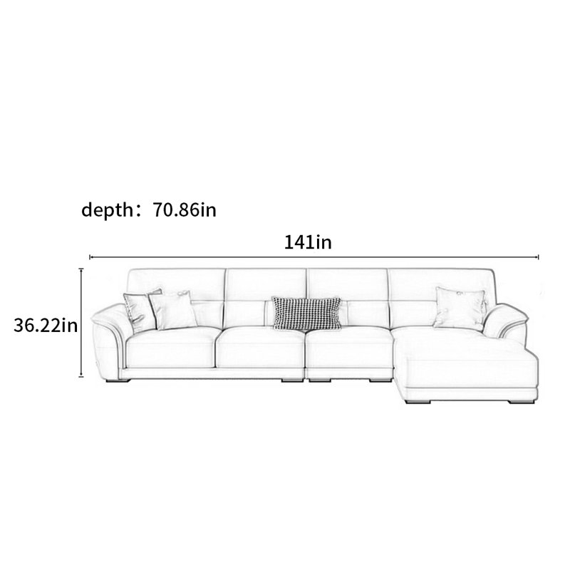 Canapé Nordic, H 36,22 po x l 141 po x P 70,86 po
