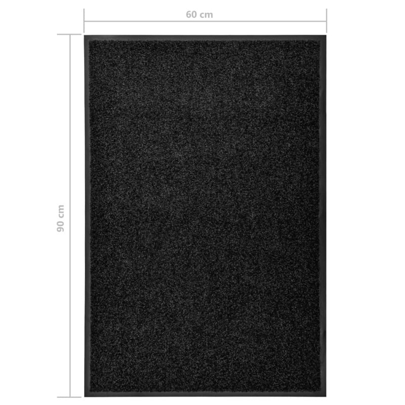 Deirore Non-Slip Solid Color Doormat, Black, 0.9cm H x 90cm W x 60cm L