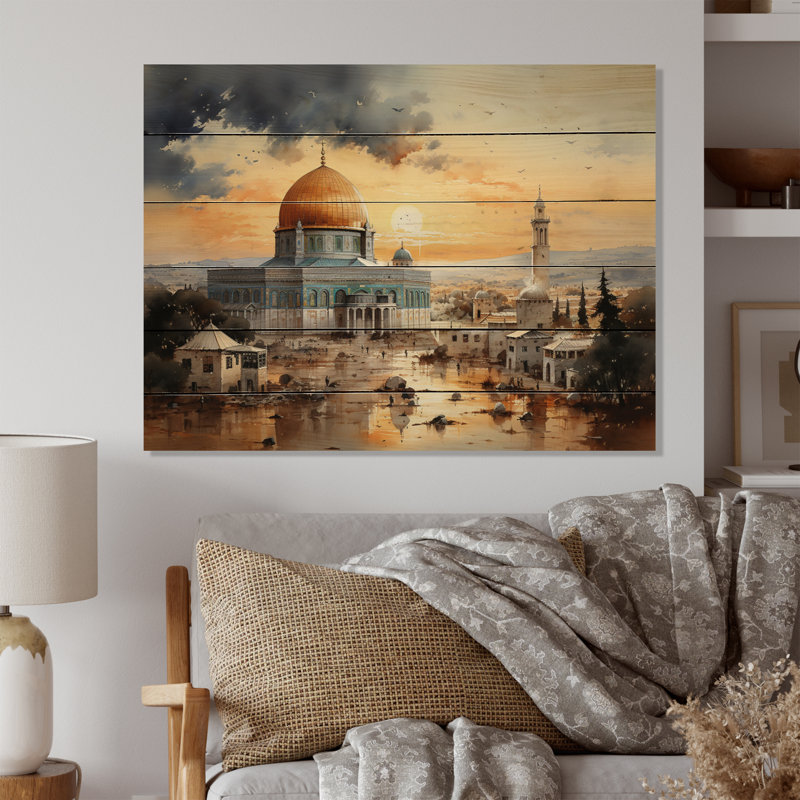 Art de l'Islam «Dome Of Faith I» sur bois, H 30 po x l 40 po x P 0,78 po