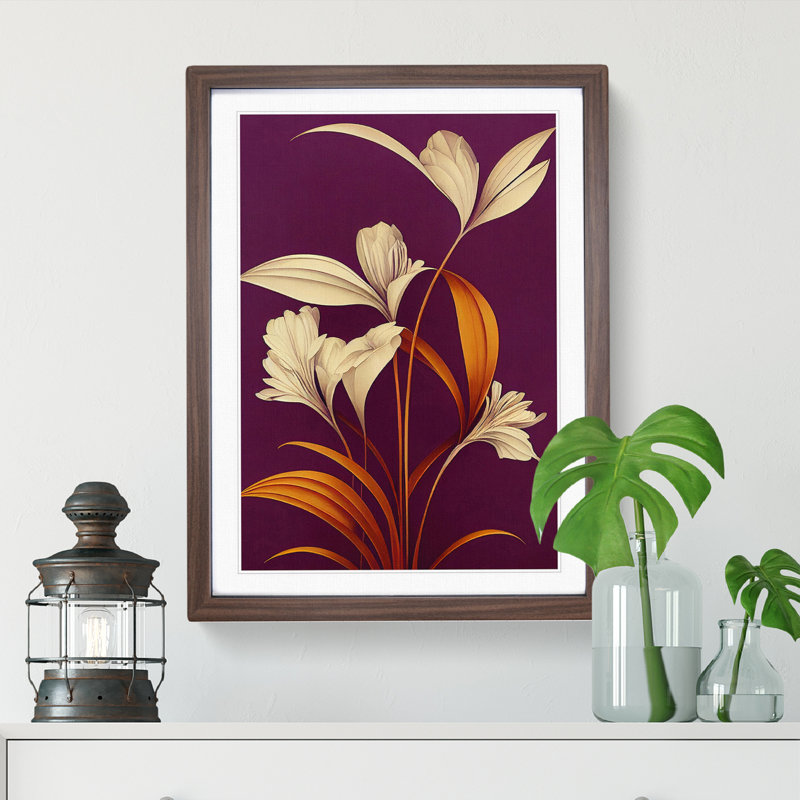 Classic Flowers No.1 - Print, 66cm H x 48cm W x 2cm D, Walnut Framed, White