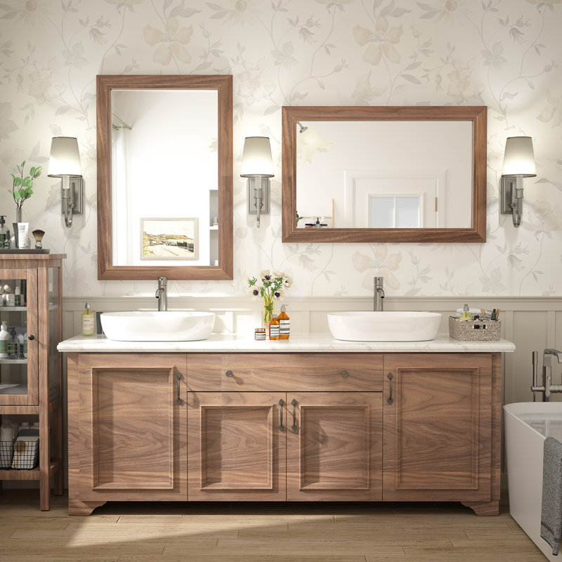 Miroir mural Amara, 36 po x 24 po, Bois brun foncé