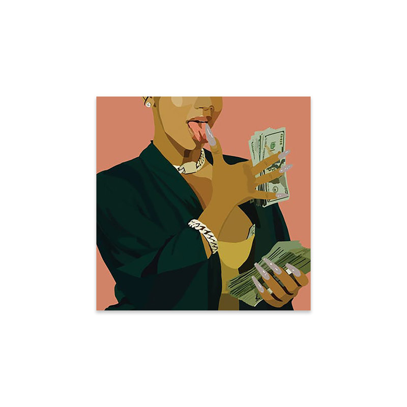 «Gettin '2 The $ Print» sur verre acrylique, H 24 po x l 24 po x P 0,25 po