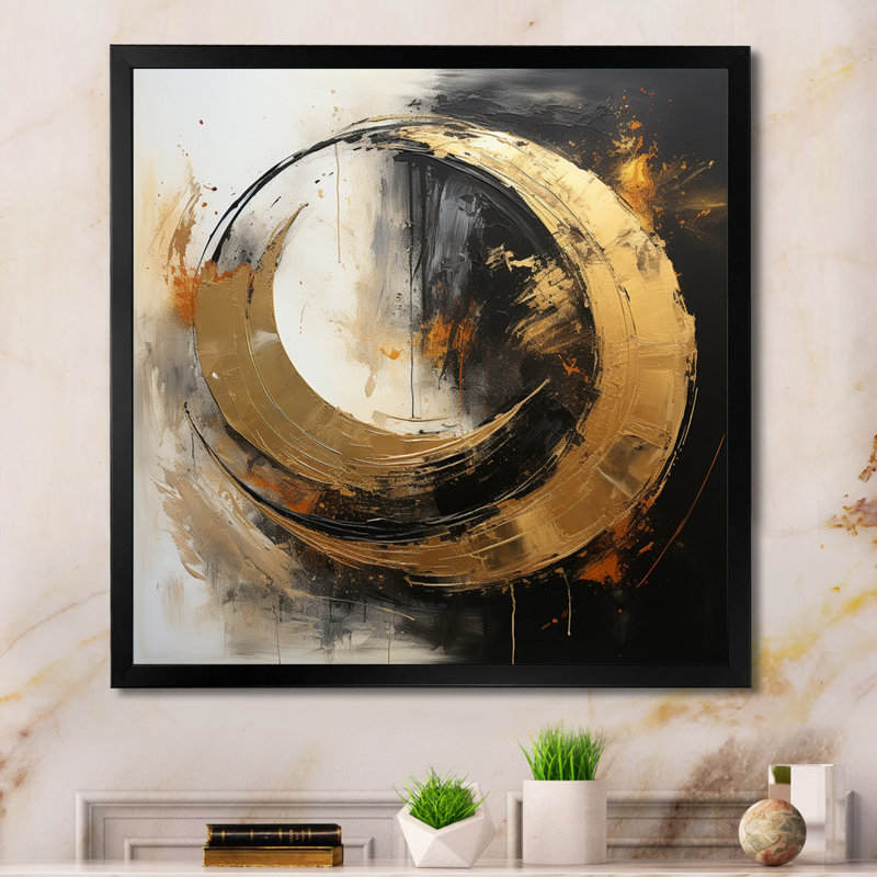 Yin Yang au-delà de la dualité abstraite or et noir - reproduction d'art sur toile, H 36 po x l 36 po x P 1,5 po