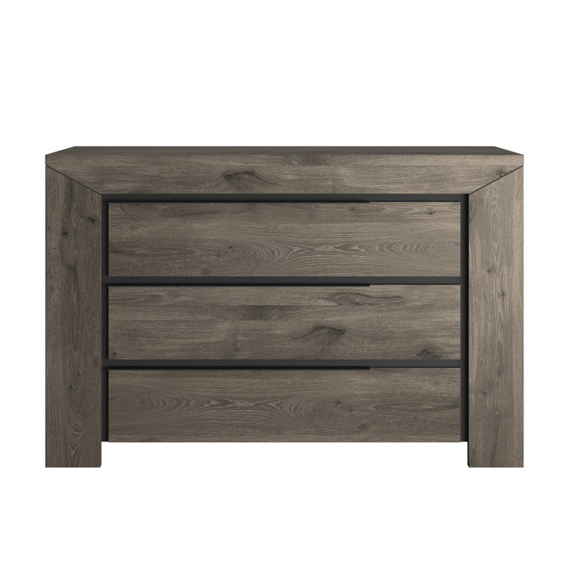 Safira 123cm W 3 - Drawer Chest of Drawers, Viking Brown Oak