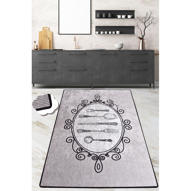 Stylish Area Rug, 100% Polyester, 55.1 x 74.8 inches | Antibacterial, Non-Slip Underside, Machine Washable | 0.4 in Pile Height, 0.4 in Sponge, Perfect for Living Room & Bedroom Décor, Grey & Black Design