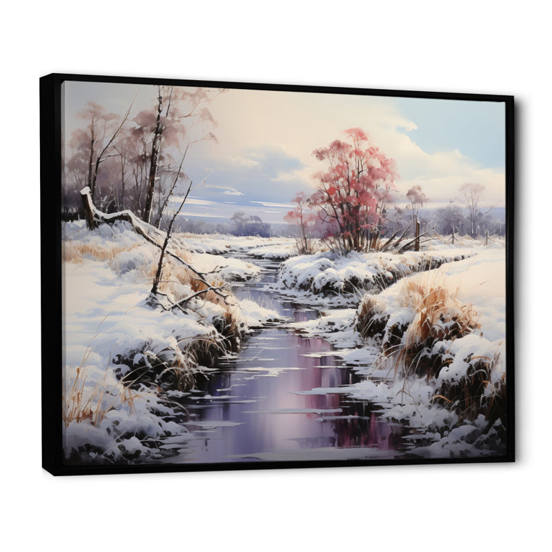" Winter Reverie Landscape II ", Black Floater Framed, 16" H x 32" W x 1" D