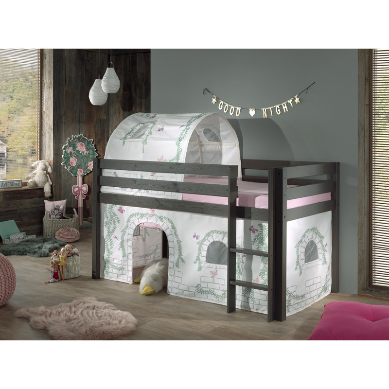 Pino European Single (90 x 200cm)  Mid Sleeper Loft Bed, Premium (with Tunnel), White