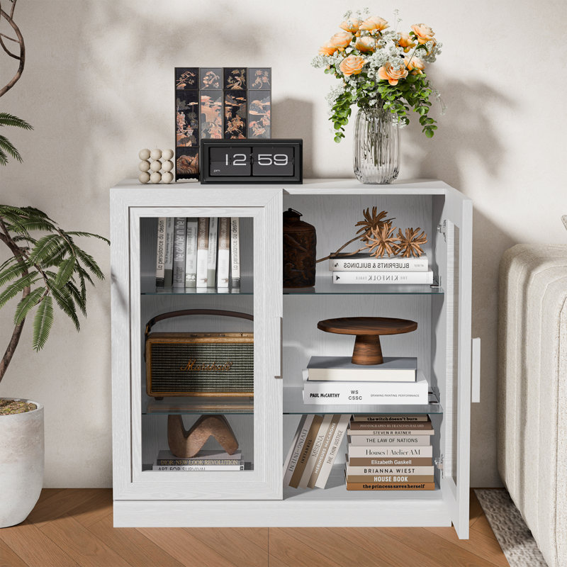 Armoire de rangement d'appoint en bois massif, H 31 po x l 31 po x P 16 po , Blanc