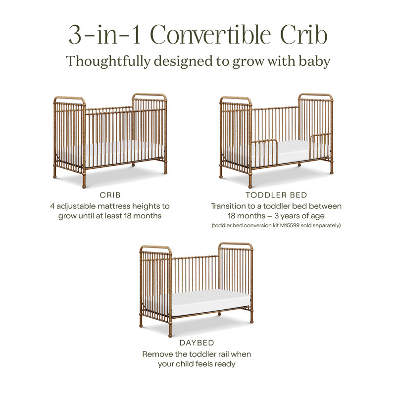 Abigail 3-in-1 Convertible Crib, Vintage Gold