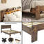 Grand lit plateforme avec cadre de lit en bois, tête de lit à DEL avec rangement et 2 ports USB, silencieux, sans sommier, grand rangement sous le lit, brun foncé-370830235