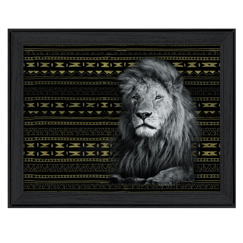 Motif de lion, art mural encadré pour le salon, impression encadrée de décoration murale par Dee Dee