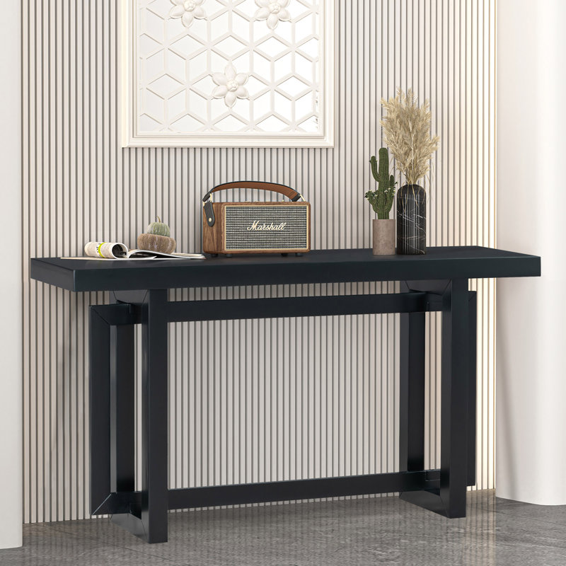 Gouldner 59" Long Console Table Modern & Rustic Style, Black