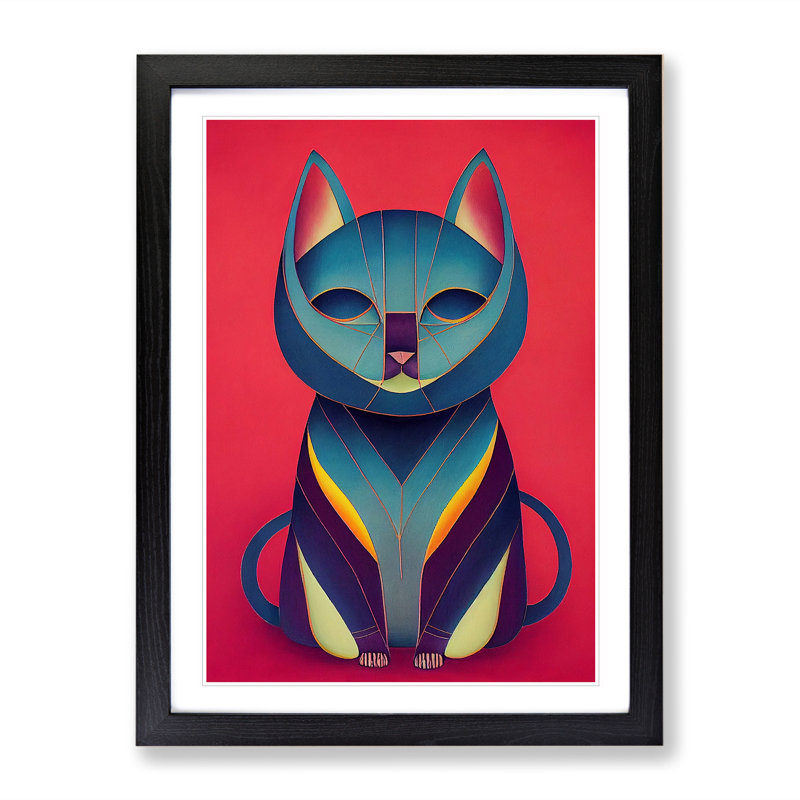 Modern Cat No.3 Abstract - Framed Print, Black, 64cm H x 46cm W x 2cm D