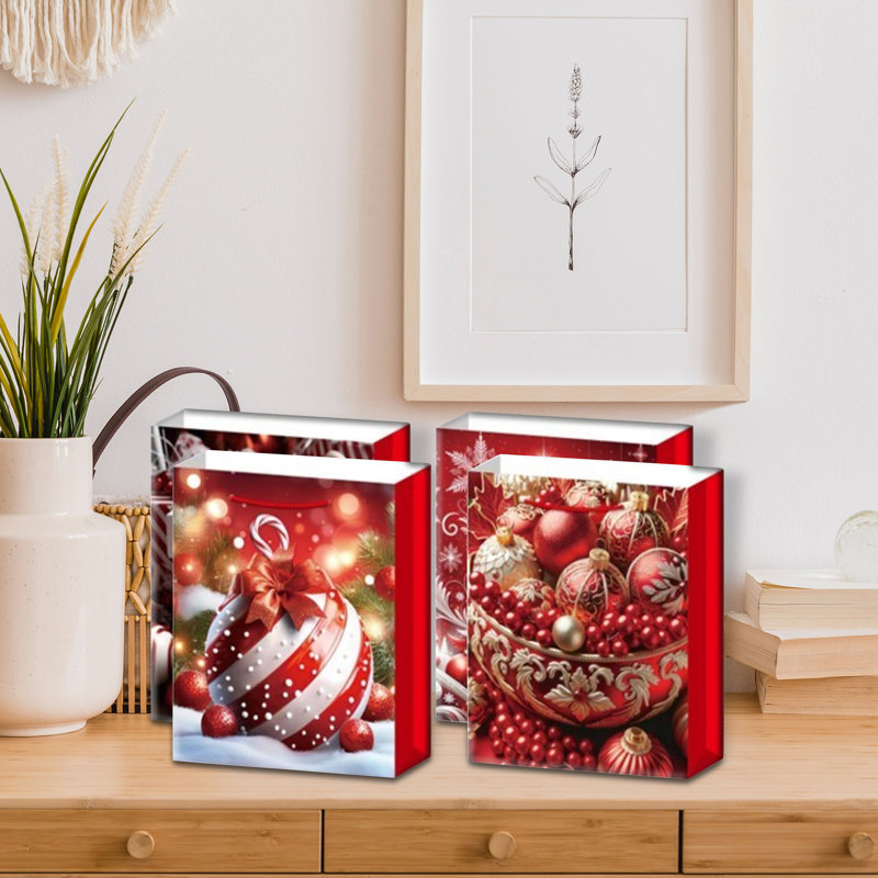 Sacs de Noël (ornements rouges) (assortis) (grand) - ensemble de 12