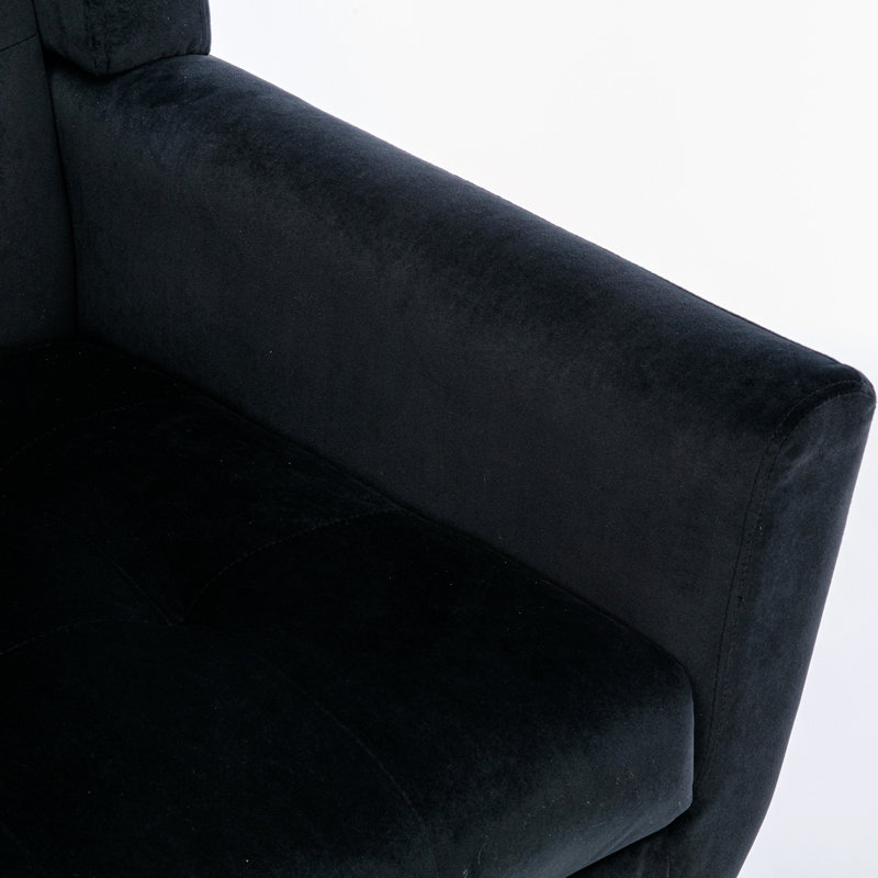 Accent Chair Living Room Chair Bedroom Chair Home Chair With Black Legs For Indoor Home, Black Velvet