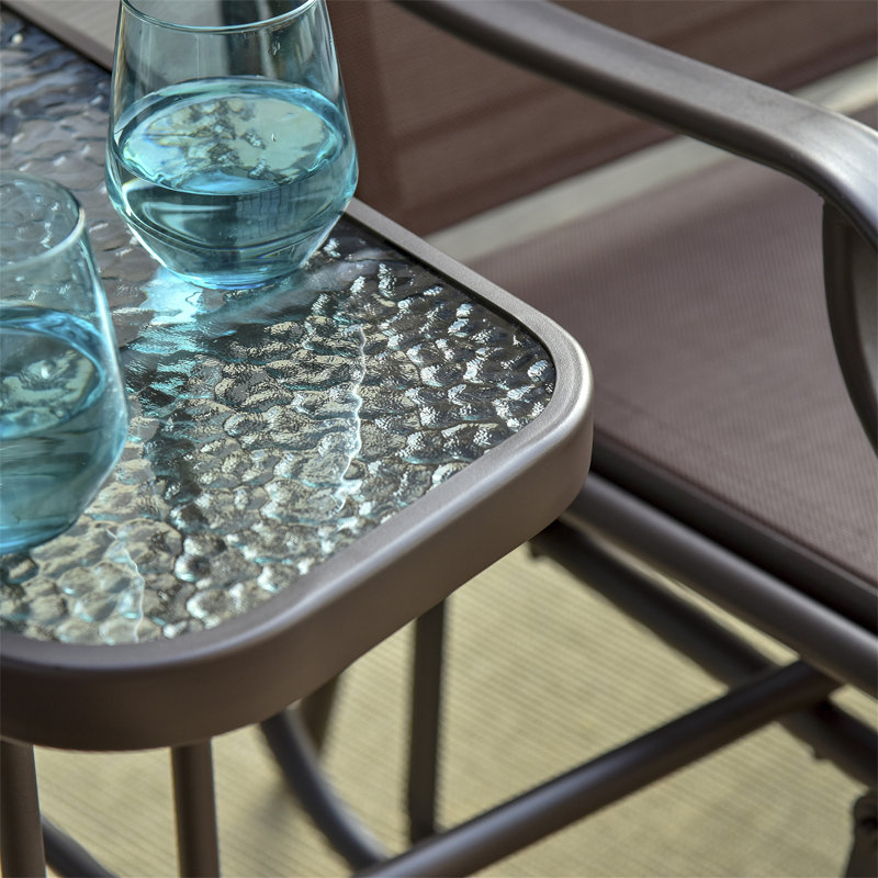 Fauteuils coulissants d'extérieur avec table basse, Brun