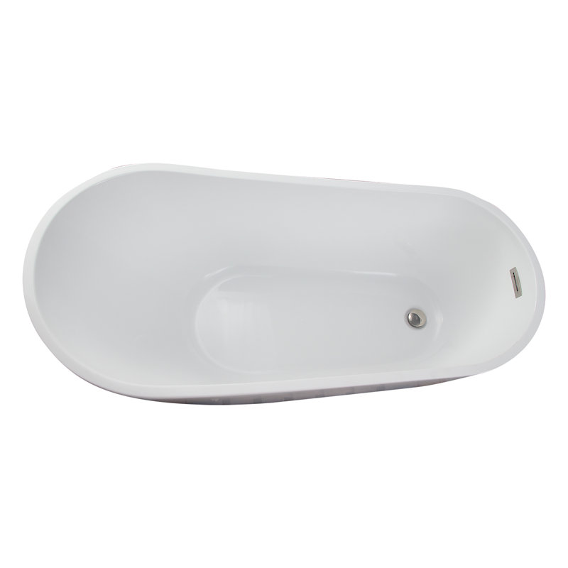 Lorenzo 60'' x 27.5'' Soaking Acrylic Bathtub, Polished Nickel