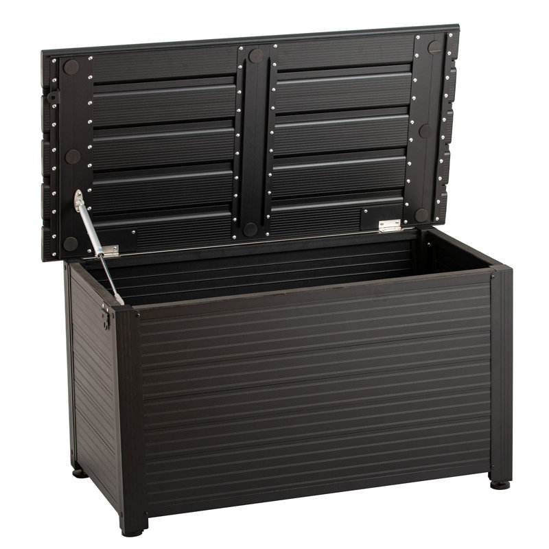TECSPACE 35.4'' W 53 Gallons Water Resistant Metal Lockable Deck Box, Black