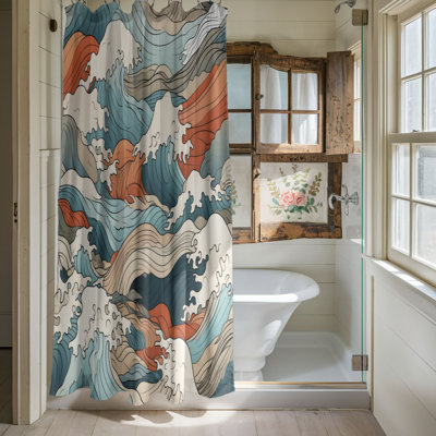 Oriental Waves - Premium Shower Curtain