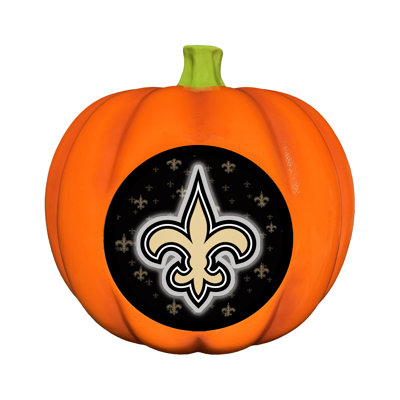 Décoration citrouille en résine avec logo DEL 3D des Saints de la Nouvelle-Orléans (NFL) | 25 cm