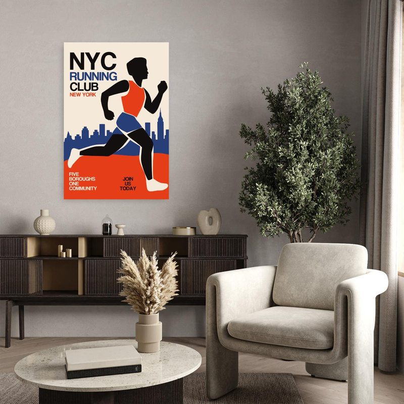 «New York City Runner Minimalist Vibrant Abstract City», reproduction d'art murale, 36" H x 24" W