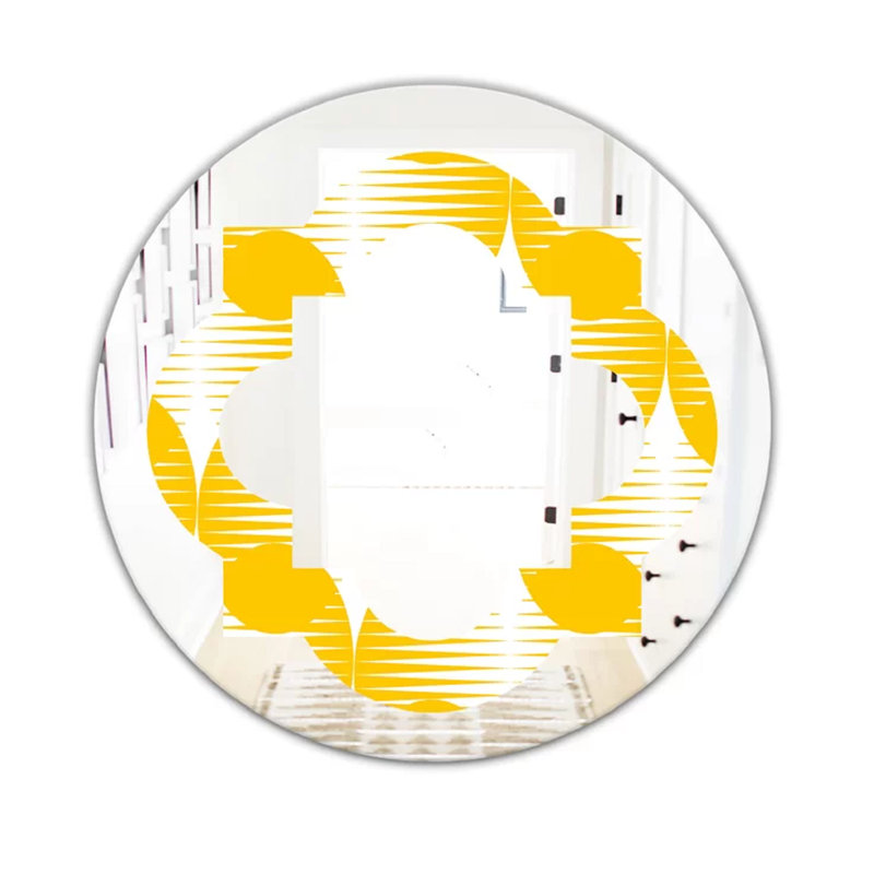 Miroir mural moderne sans cadre iv quadrilobe abstract geometric pattern iv, 23,6 po x 23,6 po