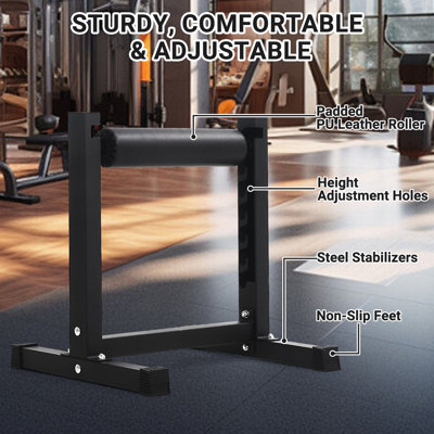 Enjyam Bulgarian One Leg Squat, Single Leg Squat Stand, Adjustable Squat Roller with 7 Roller Heights and Thickened Pads, Lower Body Specialty Machine for Squats, Leg Lunges, Grey