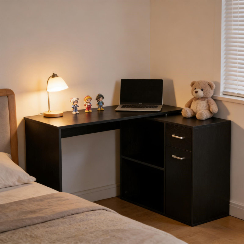 Bureau d'écriture rotatif (ne pas inclure les tabourets), Noir