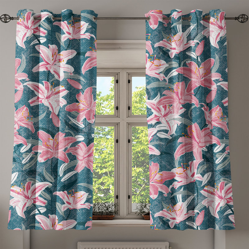 Rideau à œillets en fleurs 50 po x 63 po Ambeonne