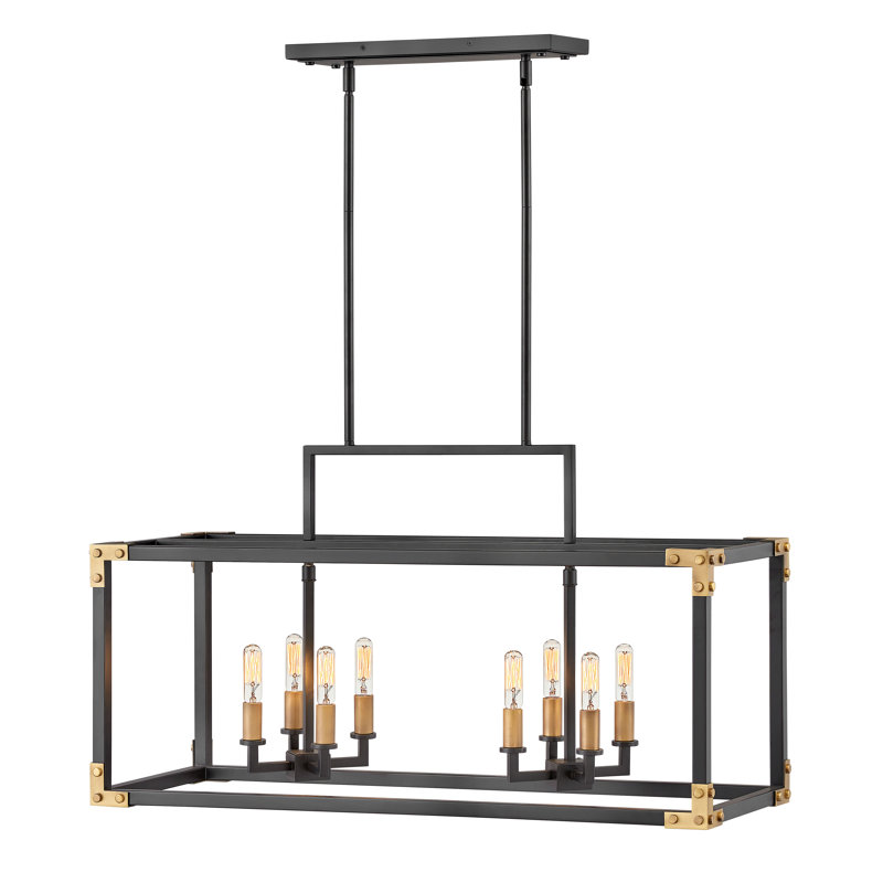 Lustre carré / rectangulaire à 8 lumières de style bougie Louis