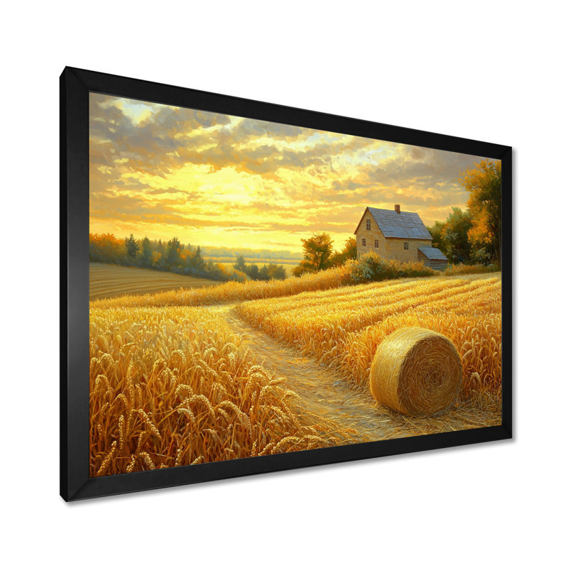 «Countryside Golden Harvest Fields II», art sur toile, Cadre simple, Noir, H 12 po x l 20 po