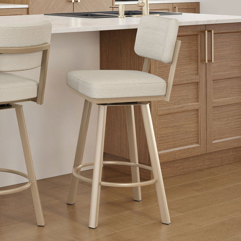 Amoriah Swivel Counter & Bar Stool, Counter Stool (26.75" Seat Height), Cream, Gold