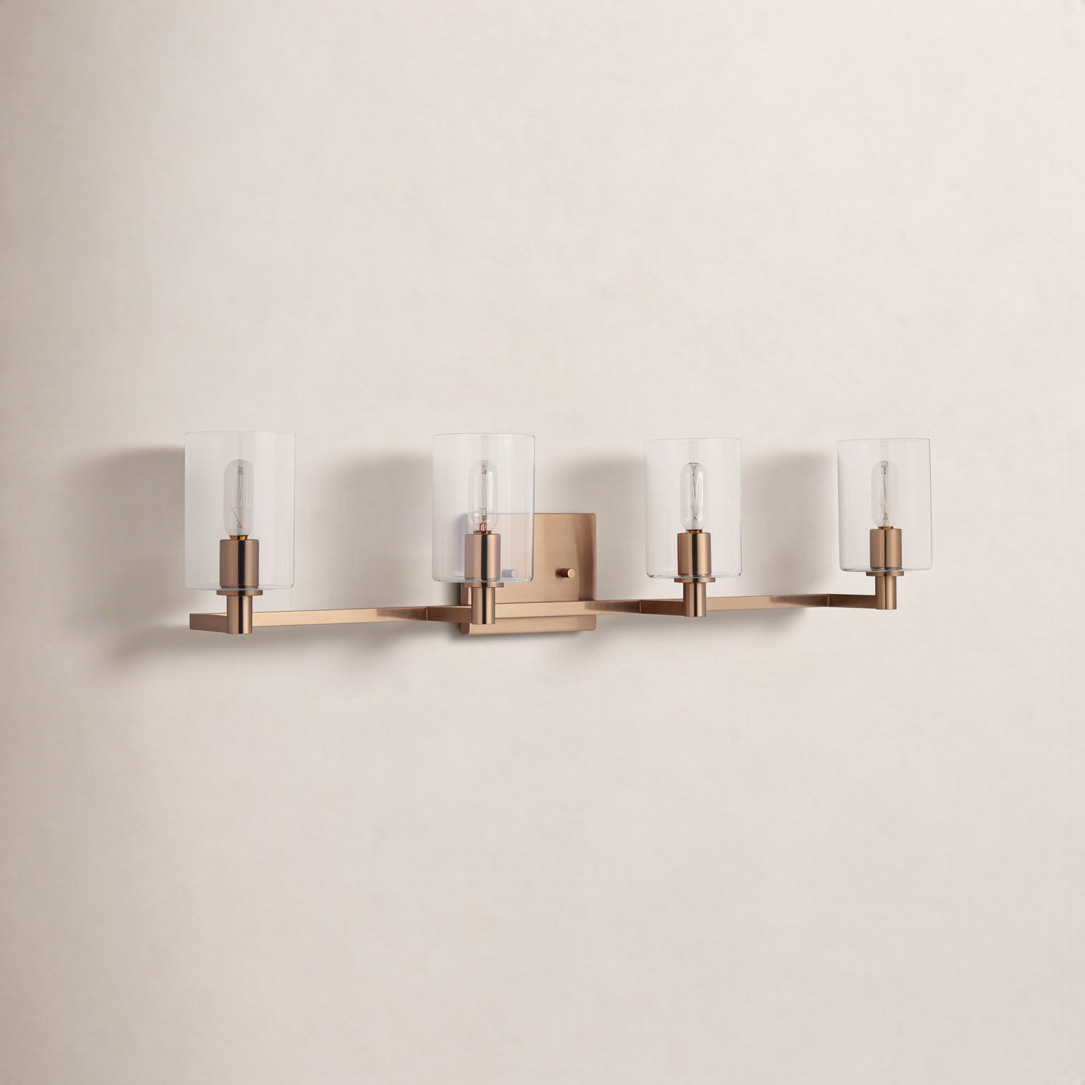 Haines 4 Light Transparent Dimmable Vanity Light, Satin Brass
