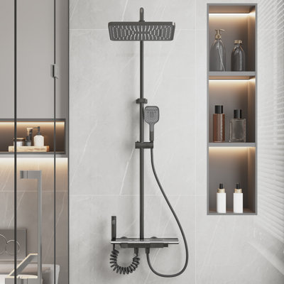 Système de douche 4-en-1 avec valve à affichage DEL en céramique et 3 modes de jet