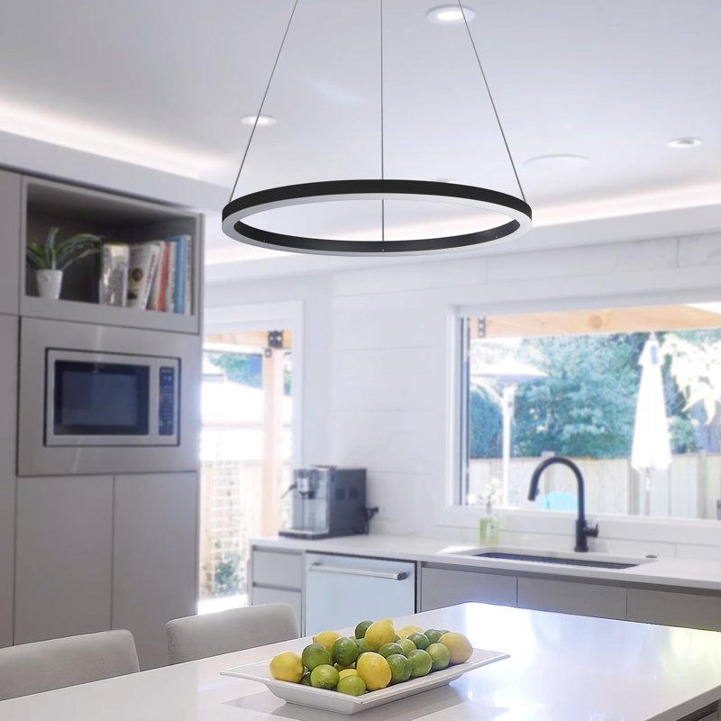 Tania 24" Black Aluminum LED Ring Chandelier