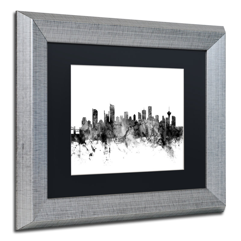 « vancouver canada horizon b&w », impression encadrée, H 11 po x l 14 po x P 0,5 po, Cadre argenté