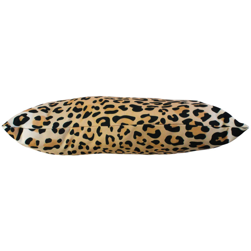 Natural Leopard Print Polyester Decorative Pillow, 16x6 Inch