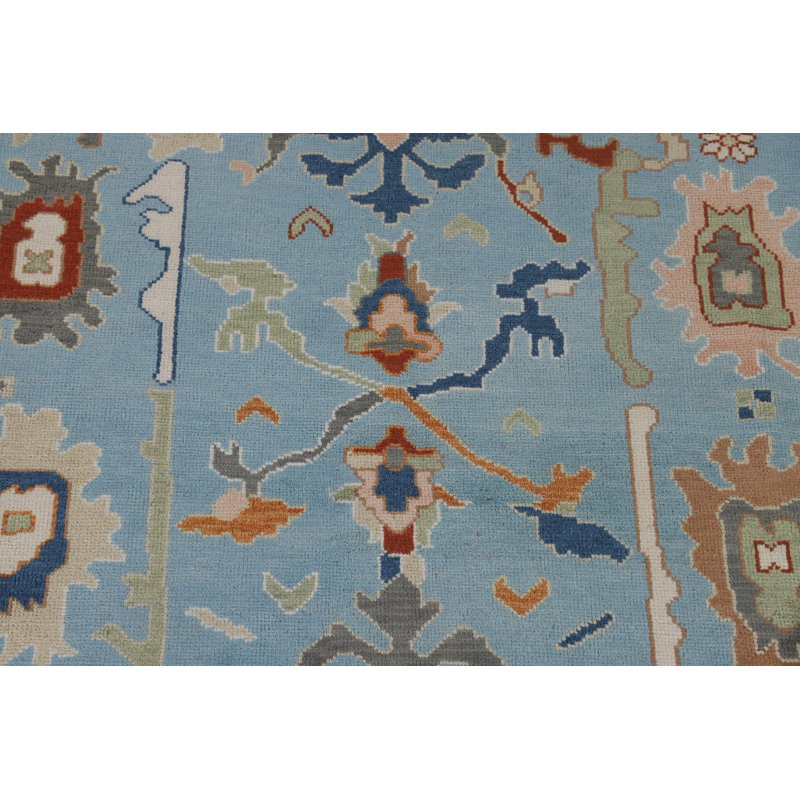 Tapis bleu indien fait à la main Oushak 8 x 10