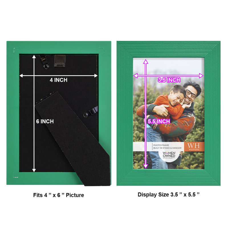 Wood Picture Frame - Set of 6, 4" x 6", Emerald Green