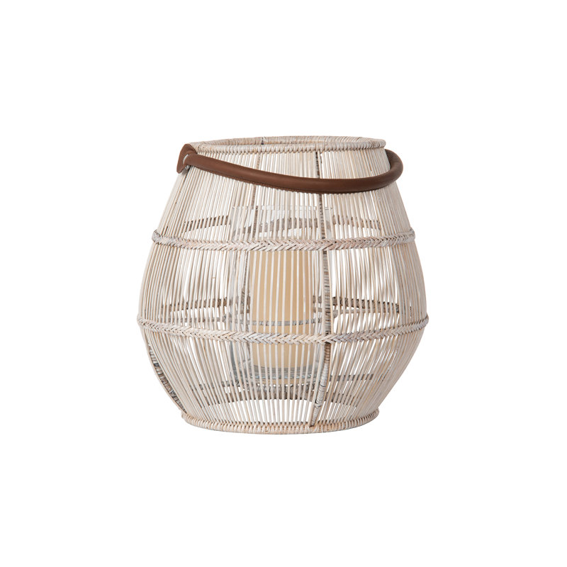 Foltz Wicker Tabletop Lantern, Brown, 28" H x 20" W x 20" D