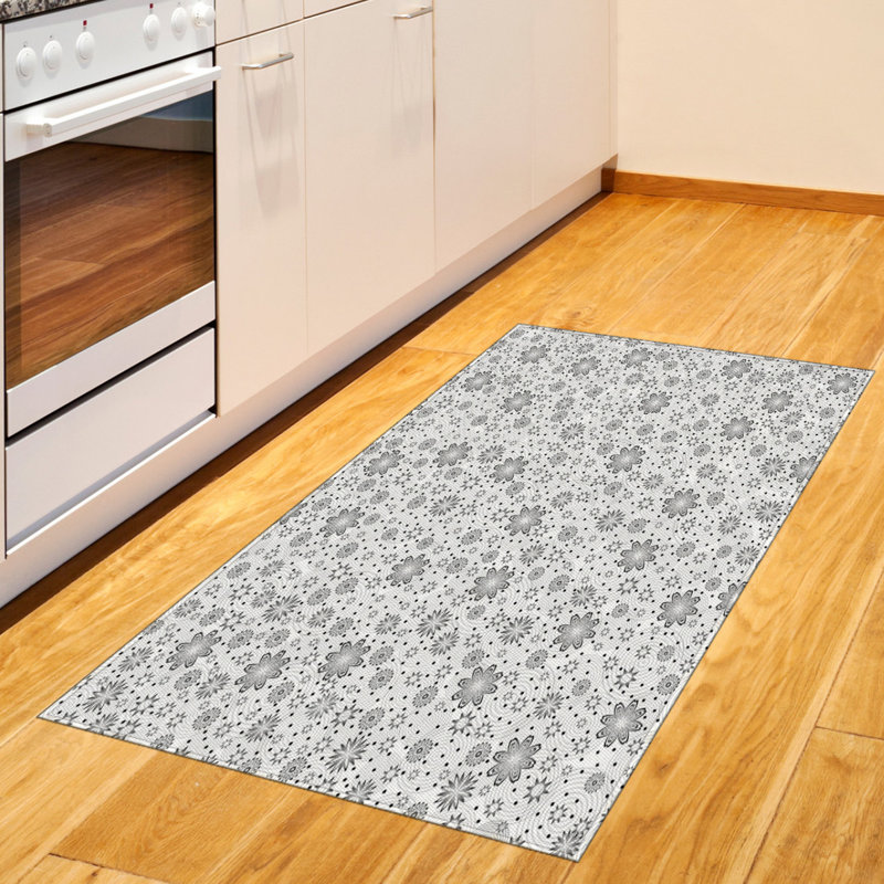 Tapis décoratif à longues fibres en fibre de polyester haute densité Flower, Rectangle 2 pi 7 po x 5 pi