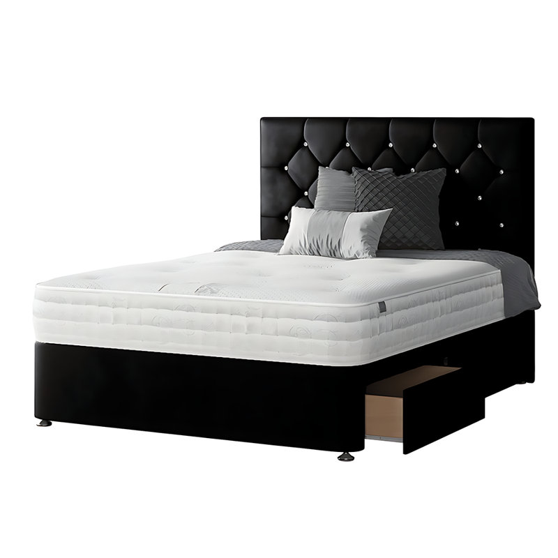 Eberhardt Divan Bed Base, Super King (6'), 2 Foot-end Drawers, Black