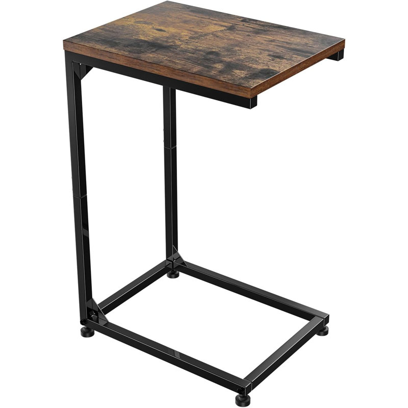 Table de bout en forme de C avec structure en acier robuste, table d'appoint compacte pour le salon, la chambre à coucher et le canapé, assemblage facile et pieds réglables